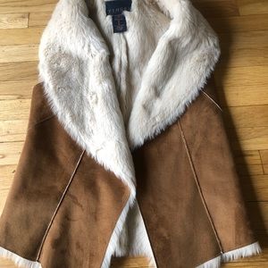 Tinsel suede faux fur vest